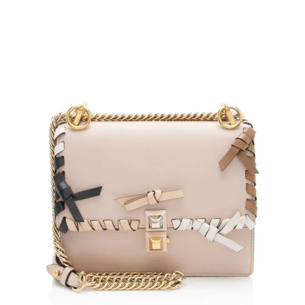 Fendi Calfskin Bow Studded Kan I Small Shoulder Bag